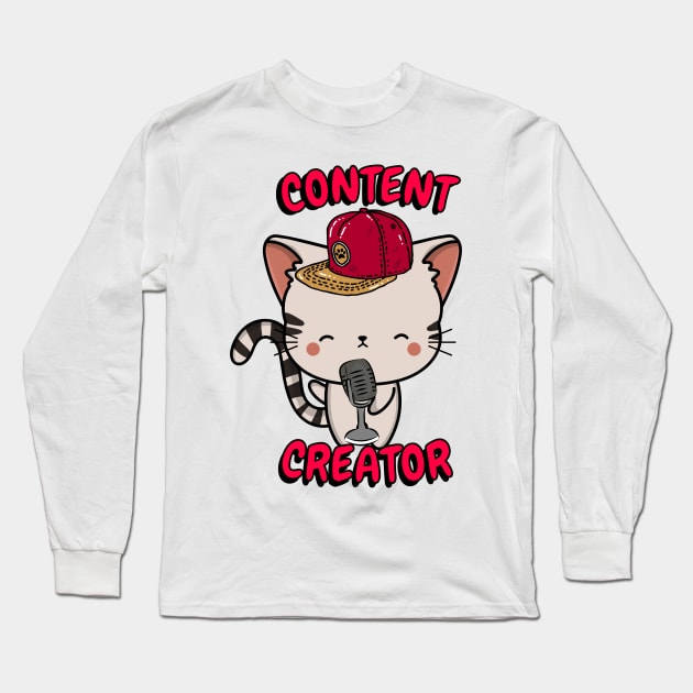 Cute Tabby cat is a content creator Long Sleeve T-Shirt by Pet Station